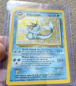Wizards Pokemon TCG Vaporeon 12/64 Jungle Holo Rare 80 HP English 1999 - Image 1