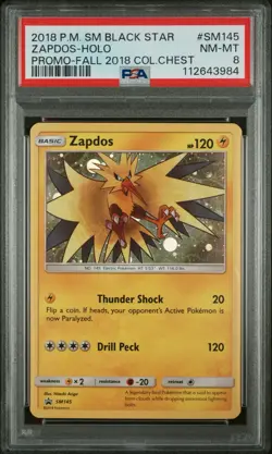 Zapdos Holo #SM145 PSA 8 Black Star Promo 2018 Pokemon Fall Collectors Chest - Image 1