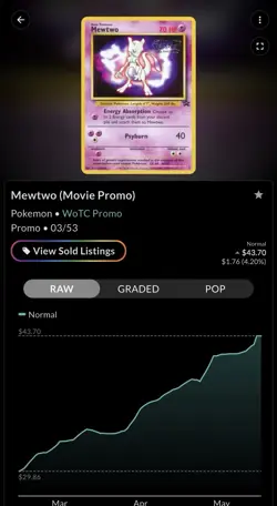 Pokemon TCG Mewtwo #3 WB Kids Presents the First Movie Card - Image 3