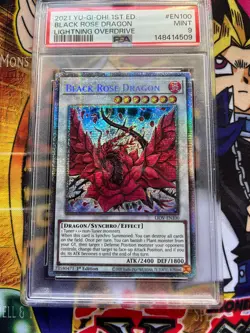2021 YU-GI-OH! LIOV-LIGHTNING OVERDRIVE 1ST EDITION BLACK ROSE DRAGON PSA 9 - Image 3