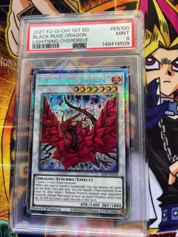 2021 YU-GI-OH! LIOV-LIGHTNING OVERDRIVE 1ST EDITION BLACK ROSE DRAGON PSA 9 - Image 4