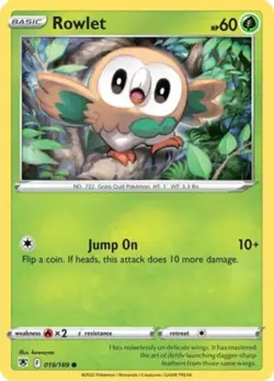 Rowlet - 019/189 - Common - Reverse Holo NM, English Pokemon Astral Radiance - Image 1
