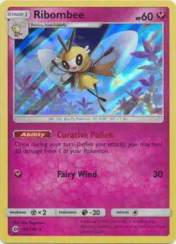 Ribombee - 93/149 - Holo Rare NM, English Pokemon Sun & Moon Base Set - Image 1
