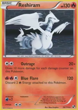 Reshiram - 26/114 - Holo Rare NM, English Pokemon Black and White - Image 1