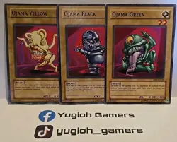 YUGIOH OJAMA BLACK YELLOW GREEN COMMON LIGHT PLAYED DIFFERENT SETS - Image 1