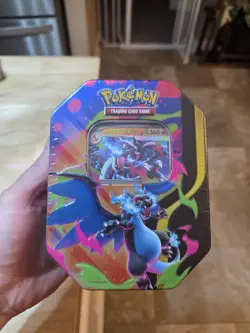 Sealed Pokemon TCG Mega Charizard X EX Tin 4 Booster Packs & Charizard Promo - Image 1