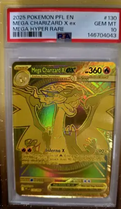 Pokemon TCG Mega Charizard X Ex Mega Hyper Rare Holo 130/094 PSA 10 - Image 1