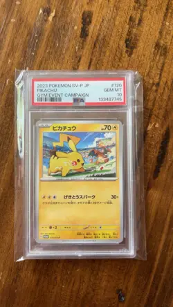2023 POKEMON JAPANESE SV-P PROMO GYM EVENT CAMPAIGN #120 PIKACHU PSA 10 - Image 1