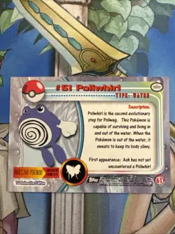 Poliwhirl #61 Topps Series 1 TV Animation Edition Black Label Pokemon TCG 1999 - Image 2