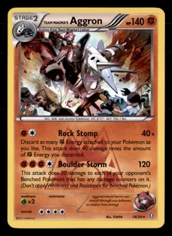 Team Magma's Aggron 14/34 Holo Rare Double Crisis Pokemon Holo Near Mint - Image 1