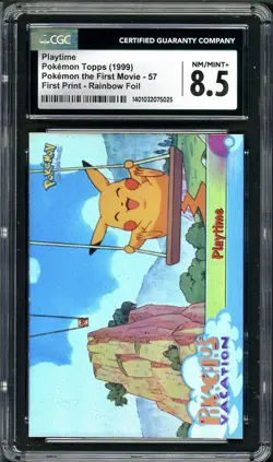 CGC 8.5 Topps Pikachu's Vacation Playtime #57 RAINBOW FOIL HOLO Pokemon Card psa - Image 2