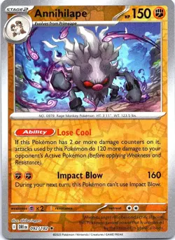 Annihilape 092/182 Rare Destined Rivals Pokemon Reverse Holo Near Mint - Image 1