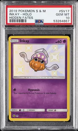 2019 POKEMON SUN & MOON HIDDEN FATES #SV17 INKAY-HOLO PSA 10 - Image 1