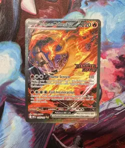 Pokemon Team Rocket's Moltres ex SIR Destined Rivals Stamped UPC Promo 229/182 - Image 1