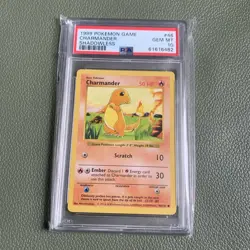 Pokemon PSA 10 Shadowless Base Set Charmander Common (46/102) GEM MINT - Image 1
