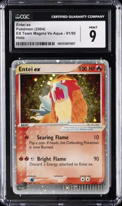 2004 POKEMON EX TEAM MAGMA VS AQUA HOLO #91 ENTEI EX CGC 9 - Image 1