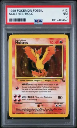 1999 POKEMON FOSSIL MOLTRES-HOLO 12 PSA 7 - Image 1