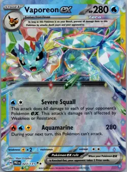 Vaporeon ex 023/131 Prismatic Evolutions Pokemon TCG Holo Double Rare NM - Image 1