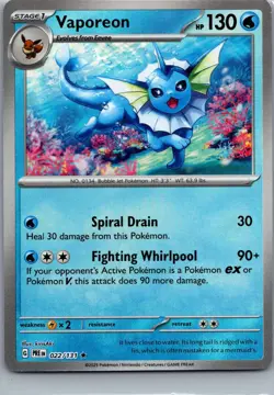 Vaporeon (Poke Ball Pattern) 022/131 Prismatic Evolutions Pokemon TCG Holo NM - Image 1