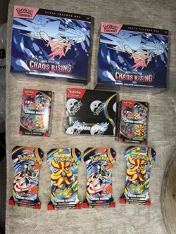 Pokemon Chaos Rising; 2 Etb’s, 1 Booster box, 2 bundles, and 4 packs. (Sealed) - Image 1