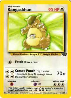 Pokemon TCG Kangaskhan 21/64 Rare Unlimited Jungle VLP - Image 1