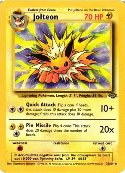 Pokemon TCG Jolteon Jungle Regular Rare Unlimited 20/64 DMG - Image 1