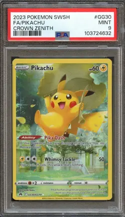 PSA 9 MINT PIKACHU FULL ART GG30/GG70 CROWN ZENITH 2023 POKEMON TCG - Image 1