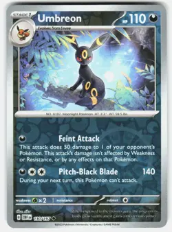 UMBREON 130/197 UNCOMMON OBSIDIAN FLAMES POKEMON REVERSE HOLO NM/M - Image 1