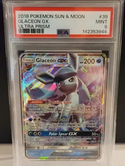 POKEMON: 2018 SUN & MOON ULTRA PRISM #39 GLACEON GX PSA 9 - Image 1