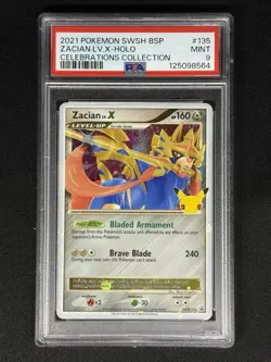 PSA 9 2021 Pokemon Swsh 135 Black Star Promo Zacian Lv.X-Holo Celebrations Mint - Image 1