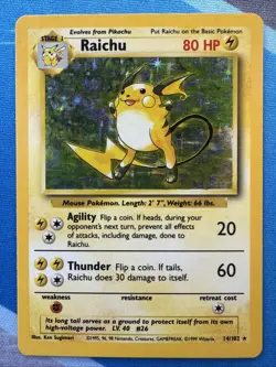 Raichu 14/102 Base Set Unlimited Holo Vintage 1999 Pokemon - Image 2