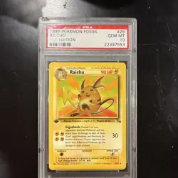 1999 POKEMON FOSSIL 1ST ED #29 RAICHU PSA 10 - Image 1