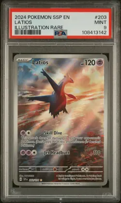2024 POKEMON SSP EN-SURGING SPARKS ILLUSTRATION RARE #203 LATIOS PSA 9 - Image 1