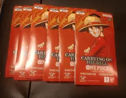 6x ENGLISH One Piece CCG: Carrying On His Will - Sleeved Booster Pack lot OP-13 - Image 1