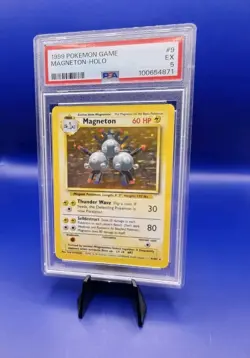 Magneton 9/102 Base Set Holo Rare Pokemon Card 1999 WOTC TCG Graded PSA 5 - Image 2