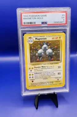 Magneton 9/102 Base Set Holo Rare Pokemon Card 1999 WOTC TCG Graded PSA 5 - Image 3