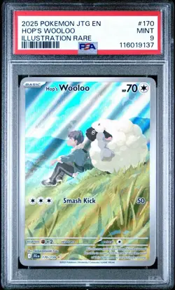 2025 POKEMON JTG EN-JOURNEY TOGETHER ILLUSTRATION RARE #170 HOP'S WOOLOO PSA 9 - Image 1