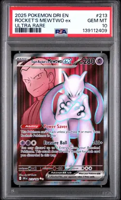 2025 POKEMON DRI EN-DESTINED RIVALS ULTRA RARE TEAM ROCKET'S MEWTWO EX PSA 10 - Image 1