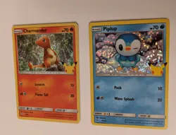 (2) Pokemon 25th Anniversary HOLO 2021 Charmander 9/25 & Piplup 20/25 McDonald's - Image 1