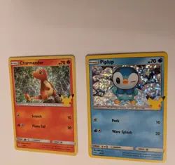 (2) Pokemon 25th Anniversary HOLO 2021 Charmander 9/25 & Piplup 20/25 McDonald's - Image 2