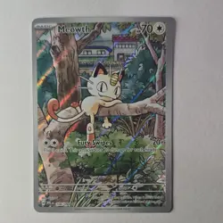 Pokemon Meowth Illustration Rare Full Art Holo 106/091 Paldean Fates English - Image 2