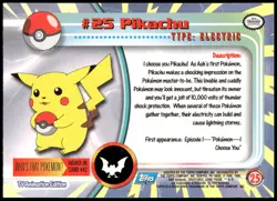Pokemon 2000 Topps TV Animation Edition Series 3 #25 Pikachu Blue Logo - Image 2