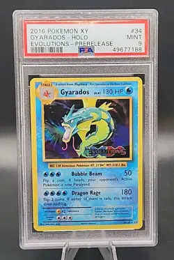 PSA 9 Mint Pokemon 2016 Gyarados 34/108 XY Evolutions Prerelease Holo - Image 1