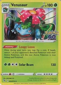 Venusaur Holo Holo Rare Pokemon GO 003/078 NM - Image 1