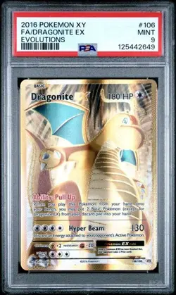 2016 POKEMON XY EVOLUTIONS #106 FULL ART Mint FA DRAGONITE EX PSA 9 - Image 1