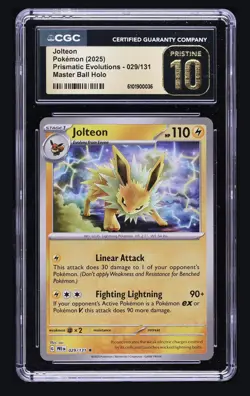 2025 Pokemon Prismatic Jolteon 029/131 Master Ball Holo CGC 10 PRISTINE POP 3 - Image 1