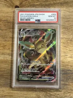 GRADED PSA 10 2021 Pokemon JPN.SWSH FA/Leafeon VMax Eevee Heroes #003 - Image 1