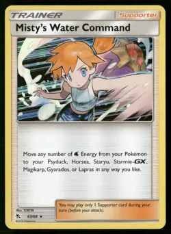 Misty's Water Command 63/68 Holo Rare Hidden Fates Pokemon Holo Near Mint - Image 1
