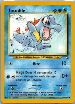 Totodile 80/111 Common Neo Genesis Pokemon Unlimited Lightly Played - Image 1
