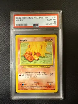 Pokemon PSA 10 Vulpix Unlimited Neo Destiny Set Gem Mint 91/105 - Image 1